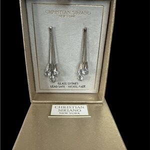 Christian Siriano Silver Earrings with Glass Stones